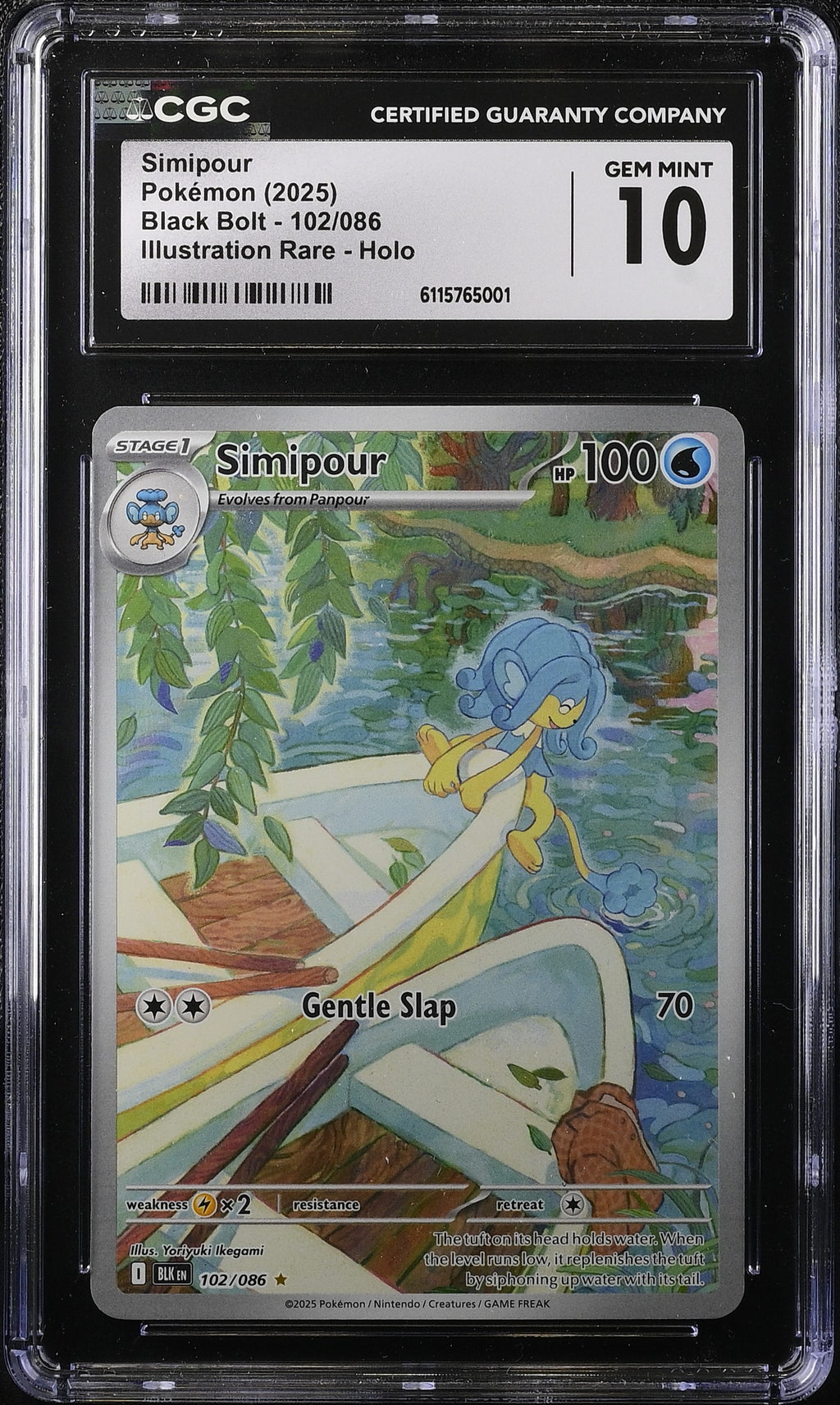2025 Pokemon Scarlet & Violet Black Bolt IR Simipour #102 CGC 10 GEM MINT