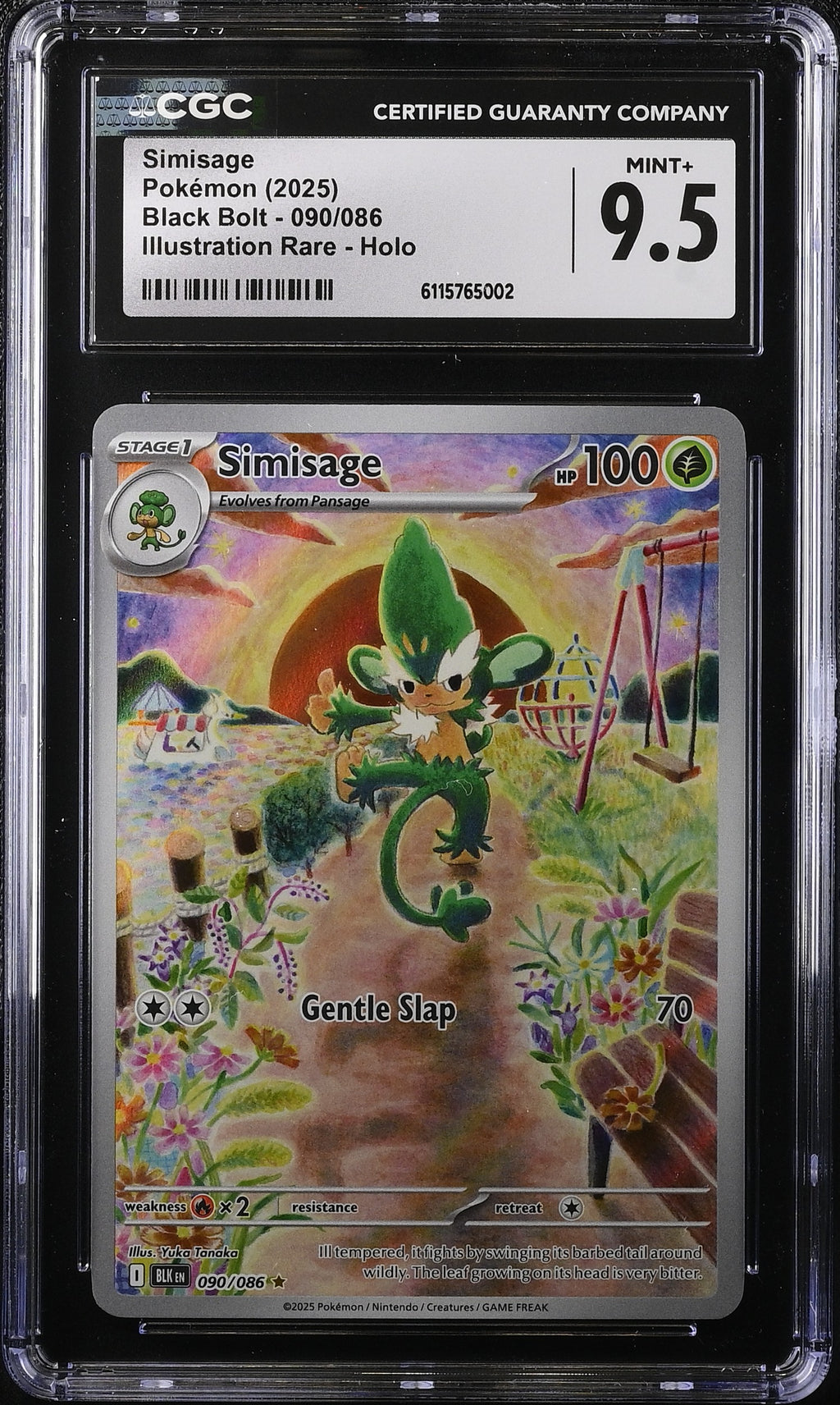 2025 Pokemon Scarlet & Violet Black Bolt IR Simisage #90 CGC 9.5 MINT+