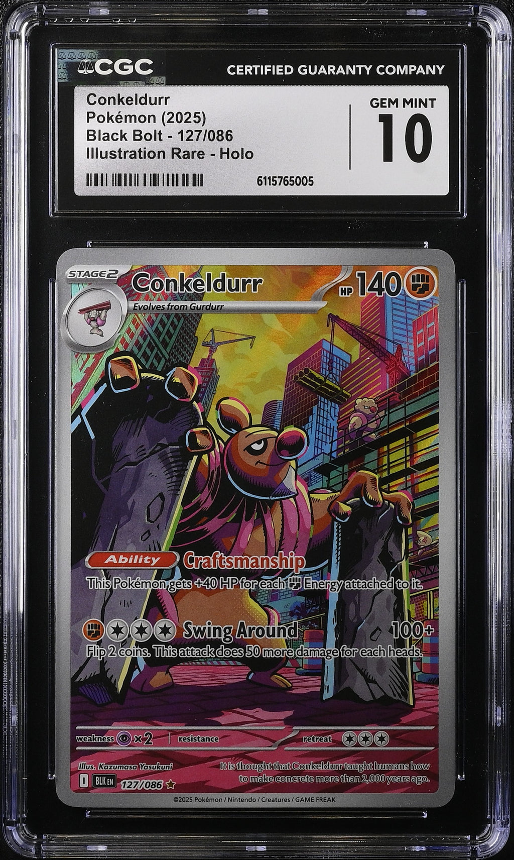 2024 Pokemon Scarlet & Violet Black Bolt IR Conkeldurr #127 CGC 10 GEM MINT