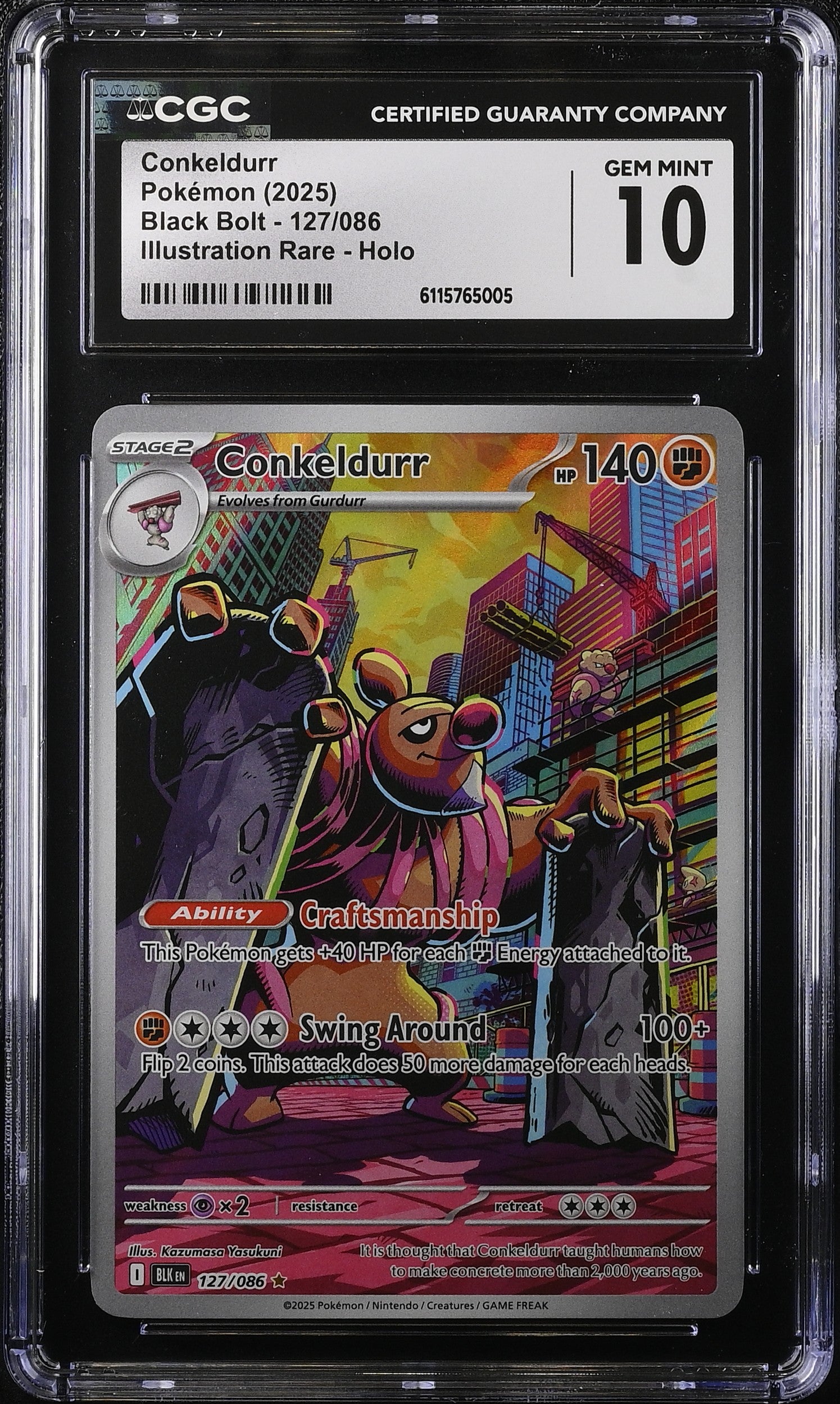 2024 Pokemon Scarlet & Violet Black Bolt IR Conkeldurr #127 CGC 10 GEM MINT