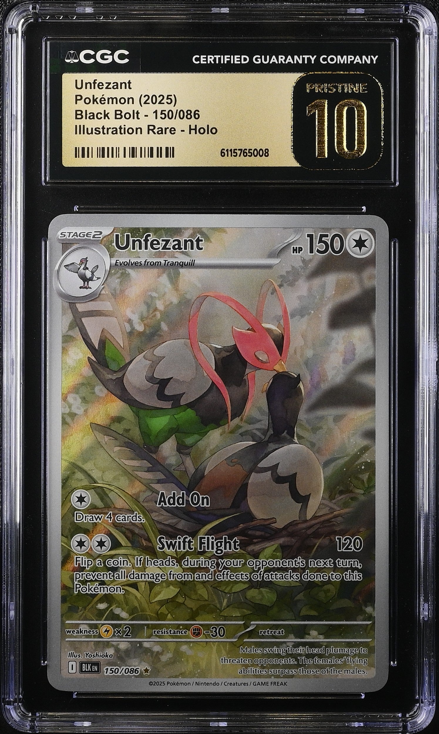 2025 Pokemon Scarlet & Violet Black Bolt IR Unfezant #150 CGC 10 PRISTINE