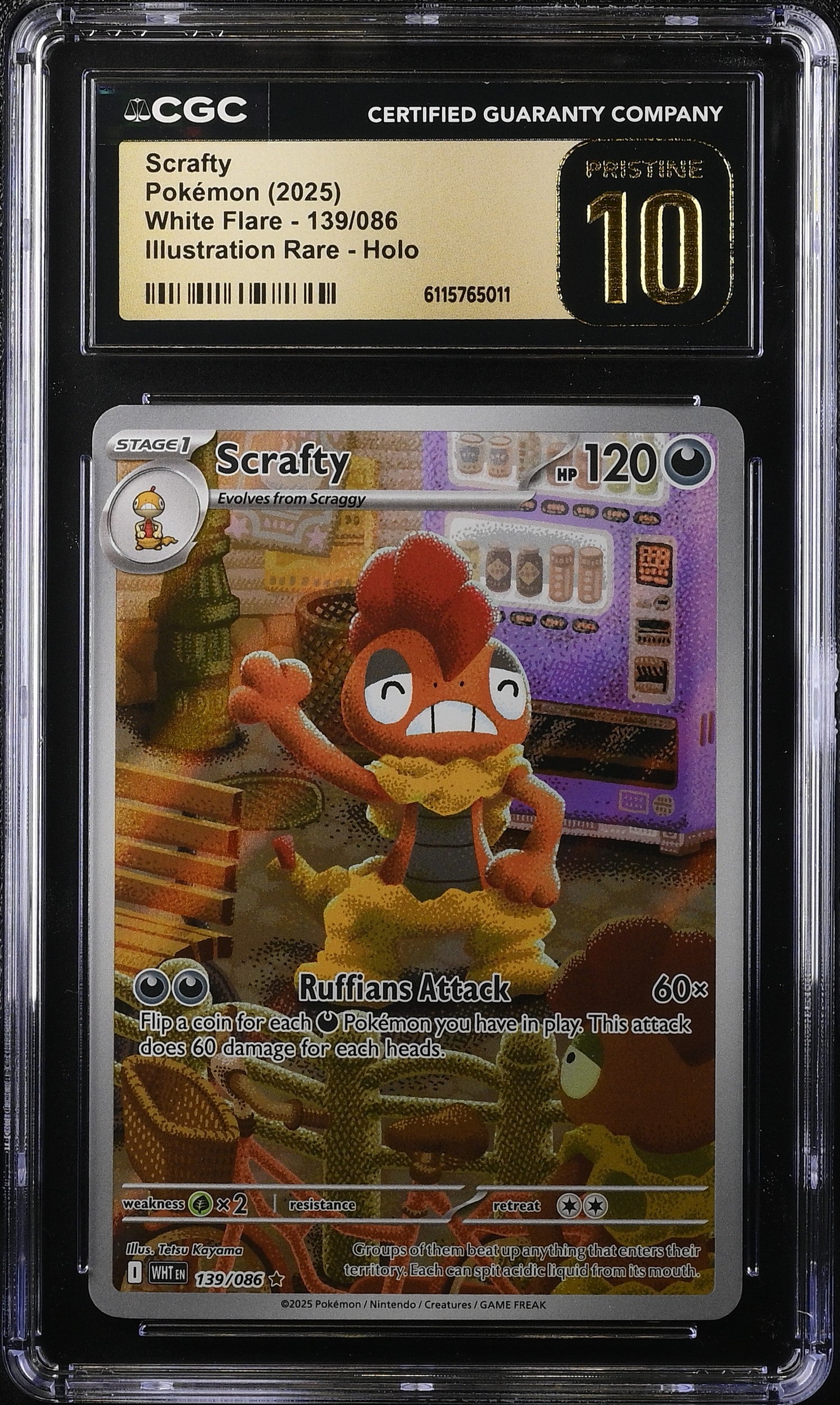 2025 Pokemon Scarlet & Violet White Flare IR Scrafty #139 CGC 10 PRISTINE