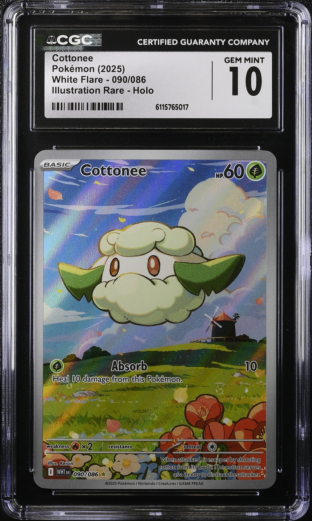 2025 Pokemon Scarlet & Violet White Flare IR Cottonee #90 CGC 10 GEM MINT