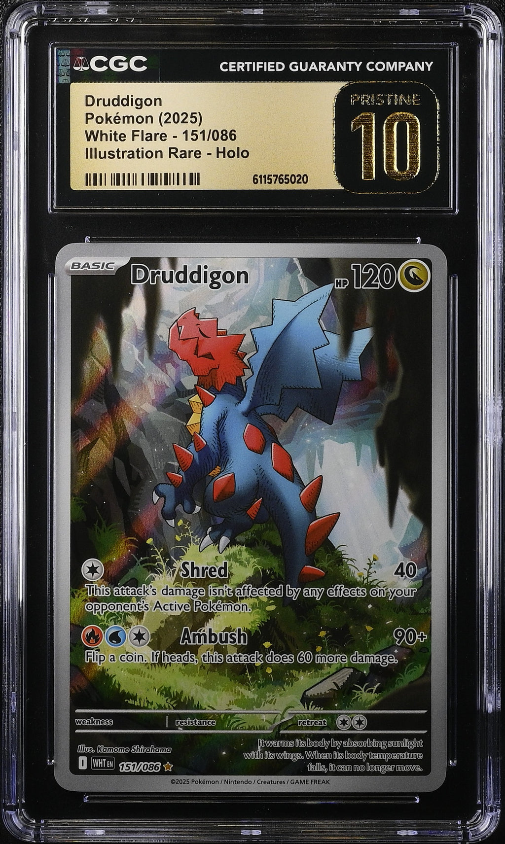 2025 Pokemon Scarlet & Violet White Flare IR Druddigon #151 CGC 10 PRISTINE