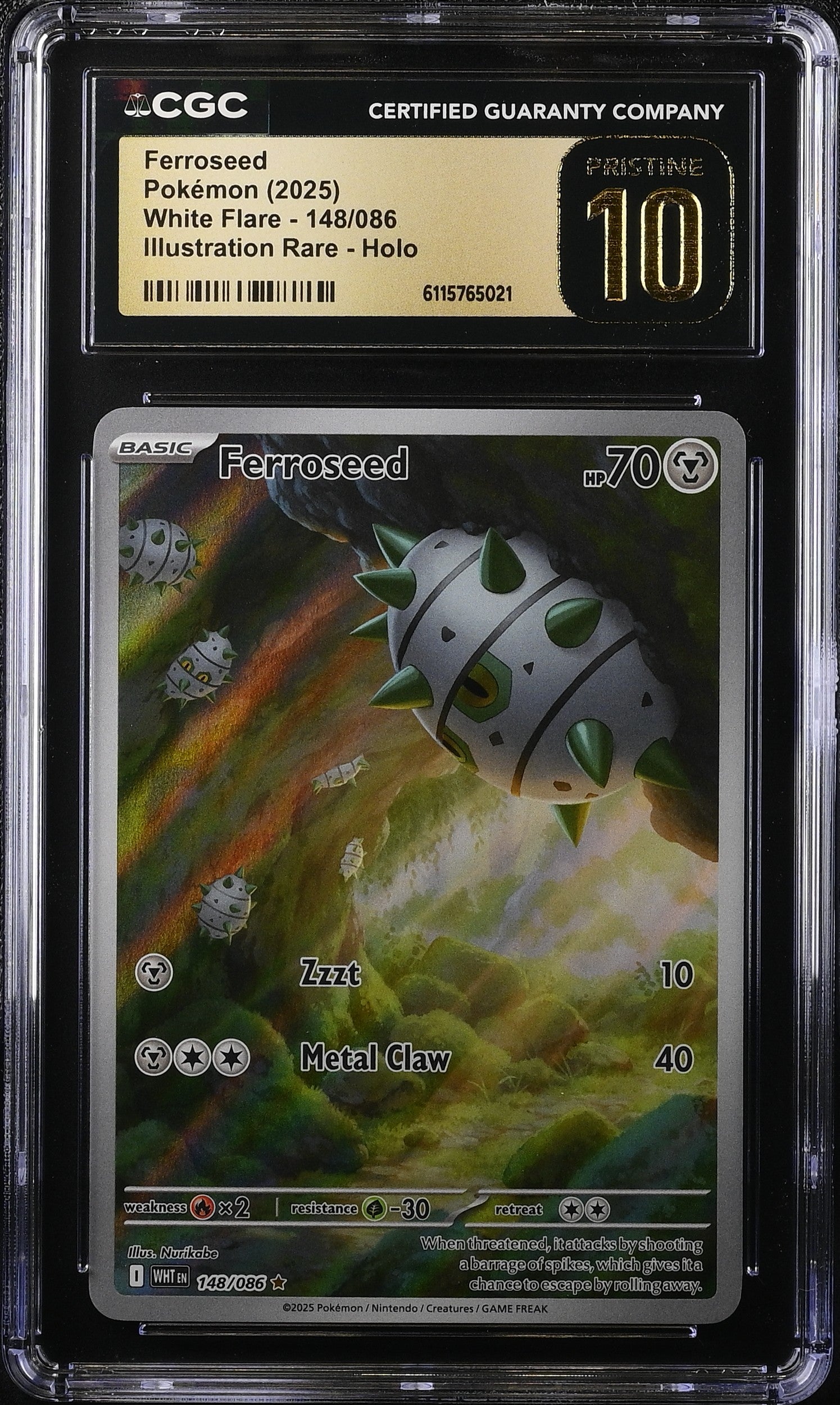 2025 Pokemon Scarlet & Violet White Flare IR Ferroseed #148 CGC 10 PRISTINE