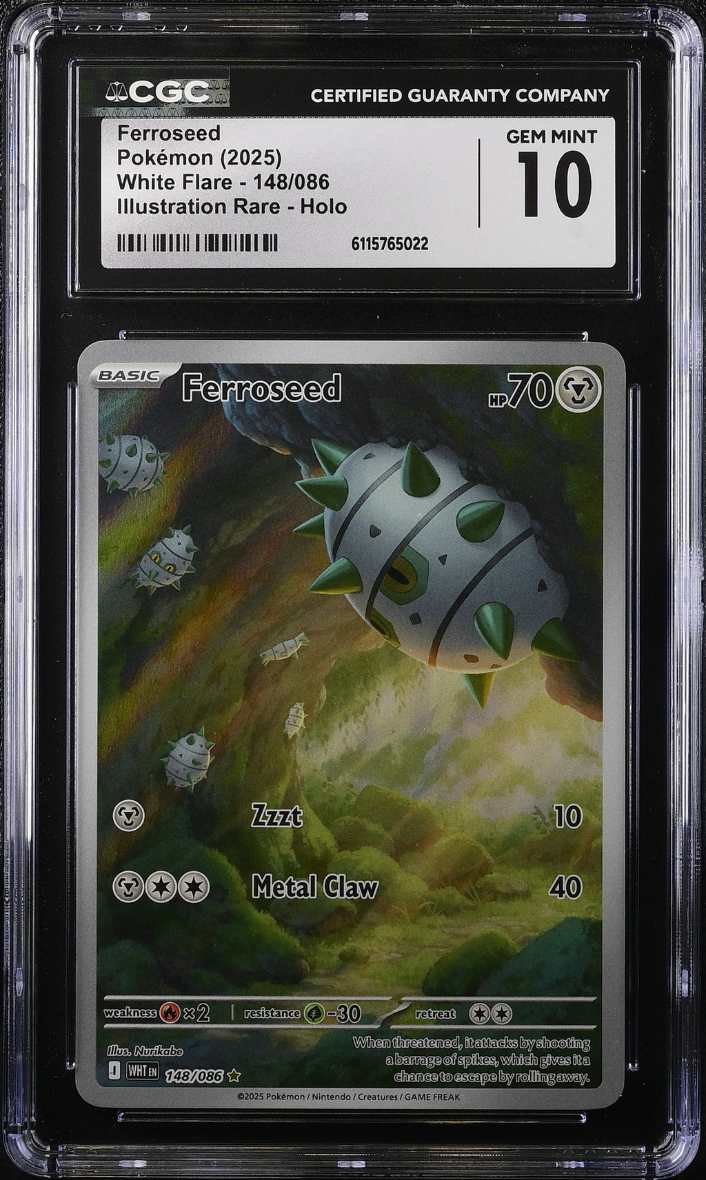 2025 Pokemon Scarlet & Violet White Flare IR Ferroseed #148 CGC 10 GEM MINT