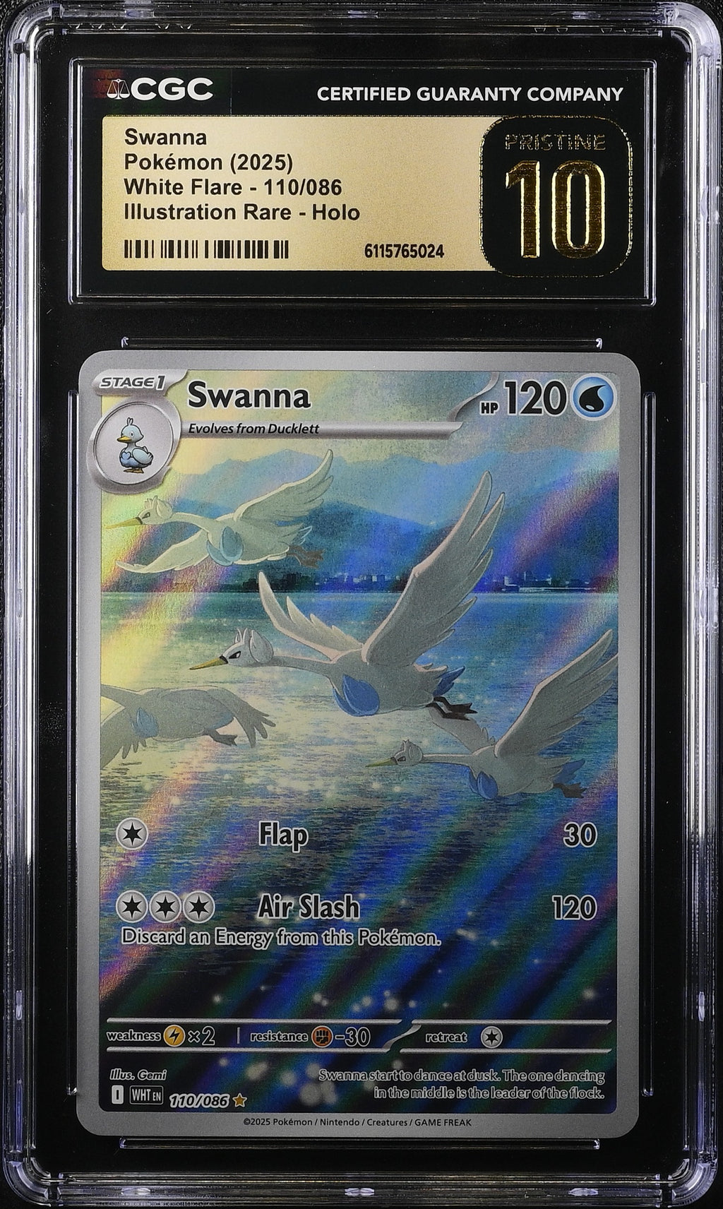 2025 Pokemon Scarlet & Violet White Flare IR Swanna #110 CGC 10 PRISTINE