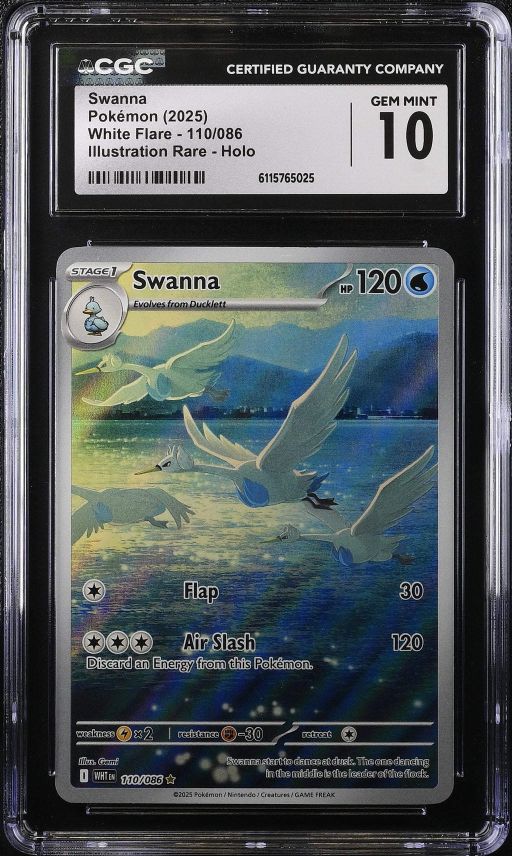 2025 Pokemon Scarlet & Violet White Flare IR Swanna #110 CGC 10 GEM MINT