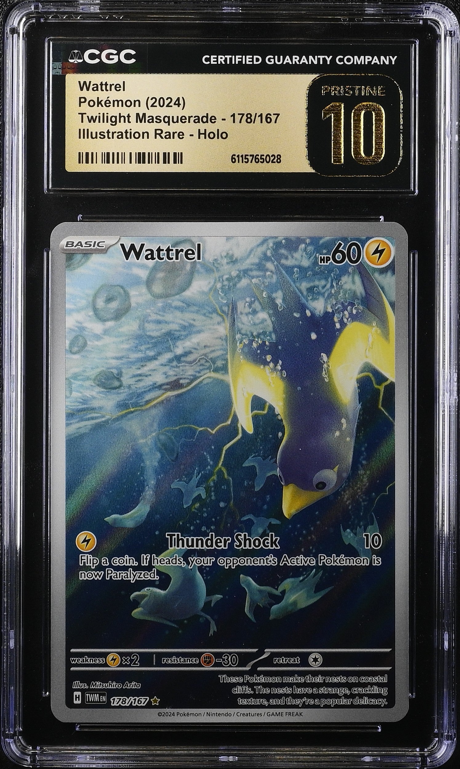 2024 Pokemon Scarlet & Violet Twilight Masquerade IR Wattrel #178 CGC 10 PRISTINE