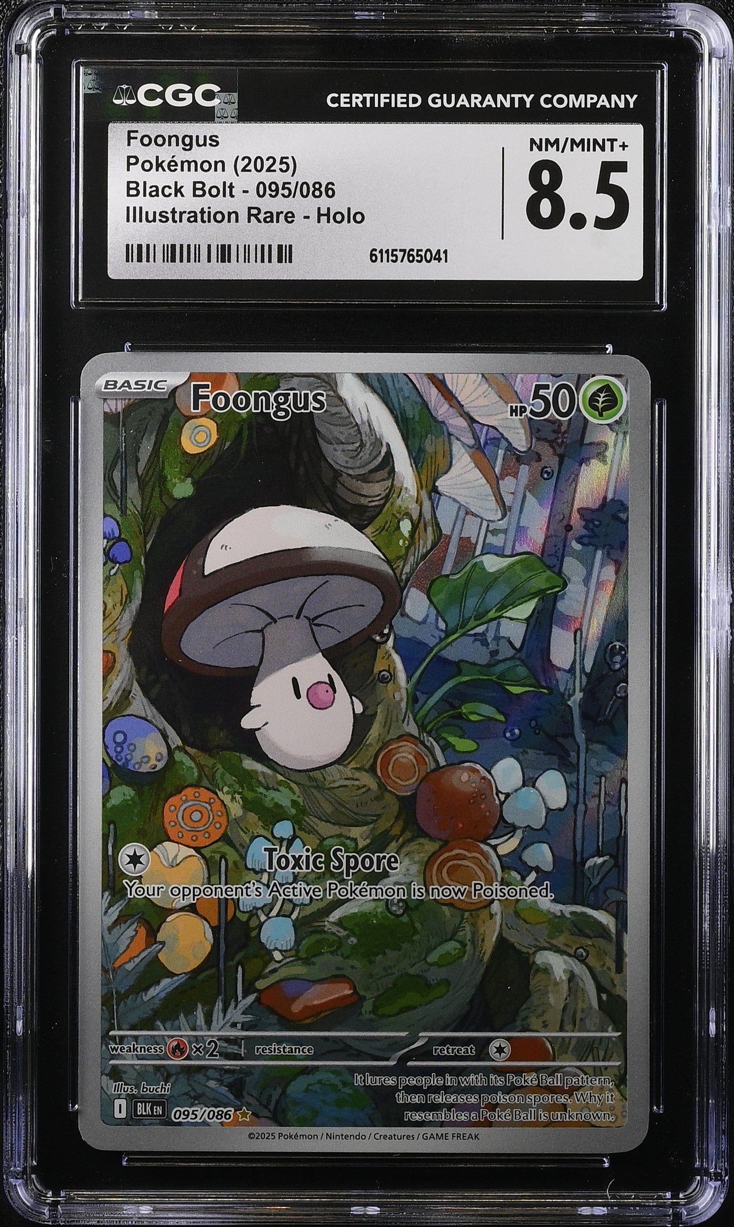 2025 Pokemon Scarlet & Violet Black Bolt IR Foongus #95 CGC 8.5 NM-MT+