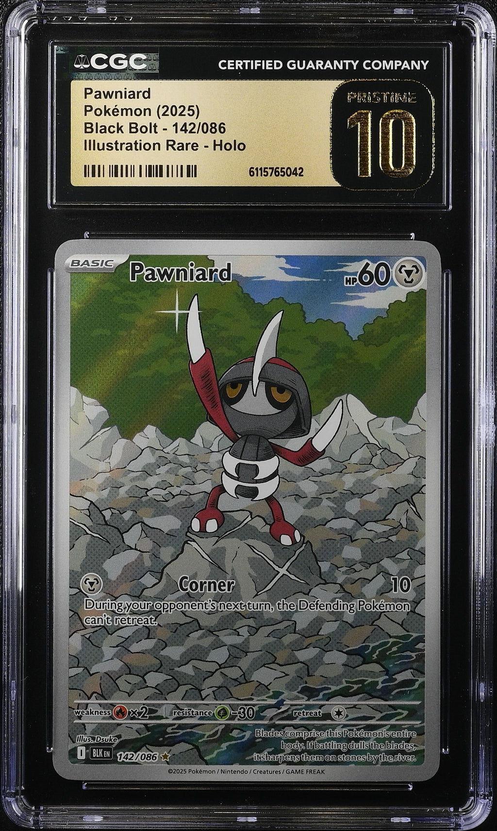 2025 Pokemon Scarlet & Violet Black Bolt IR Pawniard #142 CGC 10 PRISTINE