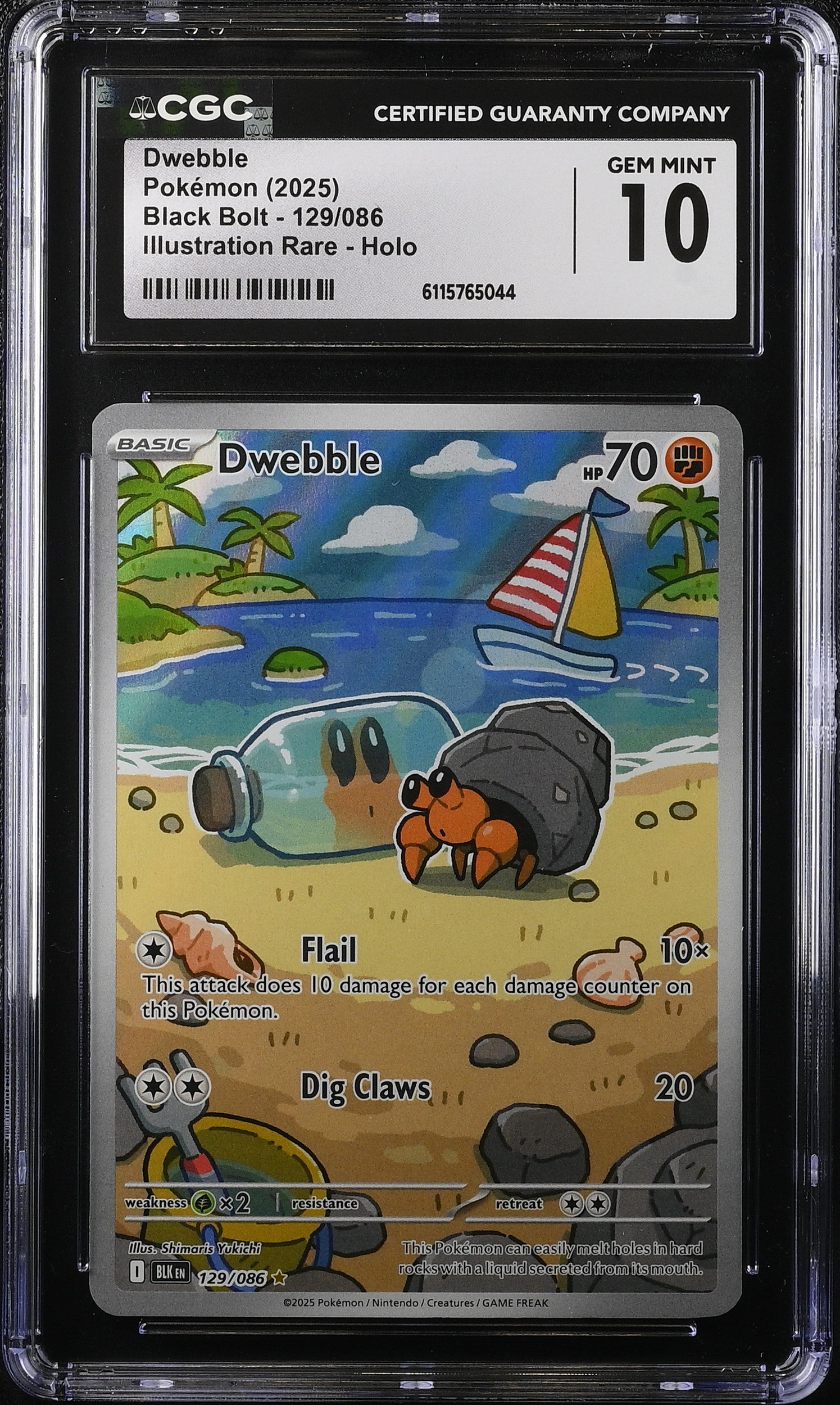 2025 Pokemon Scarlet & Violet Black Bolt IR Dwebble #129 CGC 10 GEM MINT
