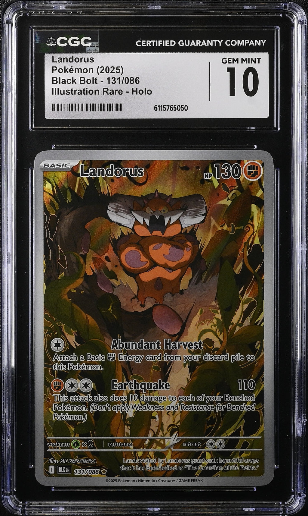 2025 Pokemon Scarlet & Violet Black Bolt IR Landorus #131 CGC 10 GEM MINT