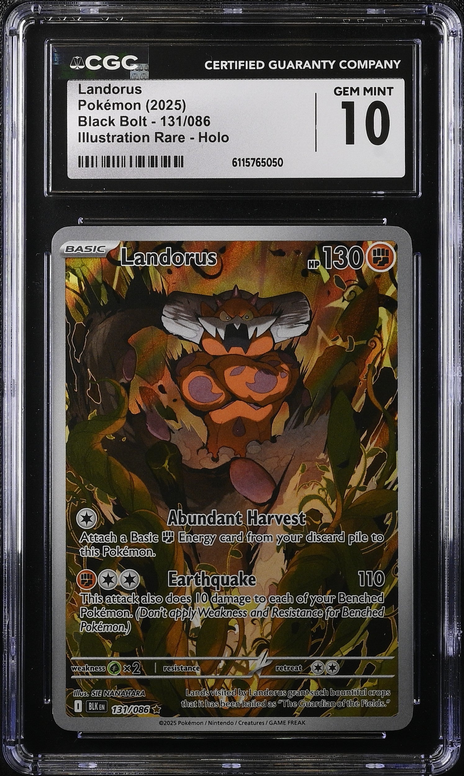 2025 Pokemon Scarlet & Violet Black Bolt IR Landorus #131 CGC 10 GEM MINT
