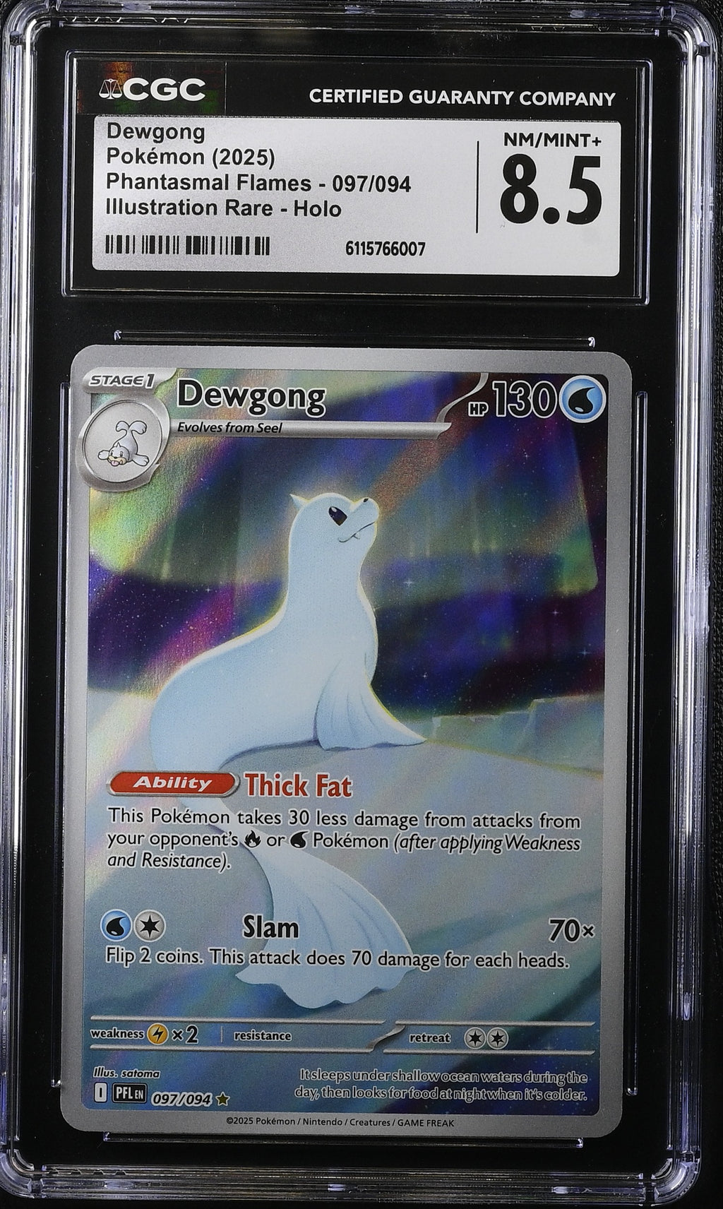2025 Pokemon Mega Phantasmal Flames IR Dewgong #97 CGC 8.5 NM-MT+