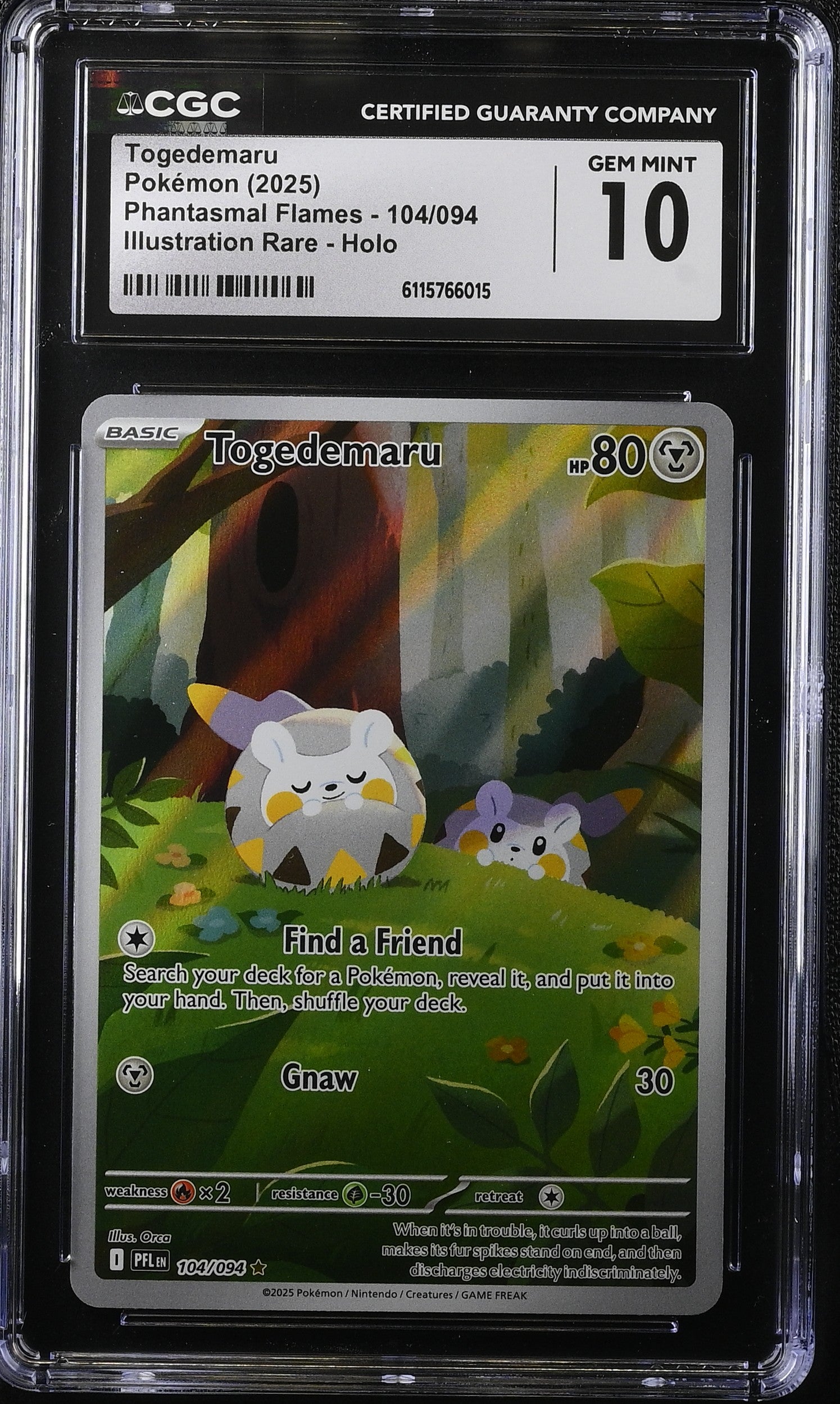 2025 Pokemon Mega Phantasmal Flames IR Togedemaru #104 CGC 10 GEM MINT