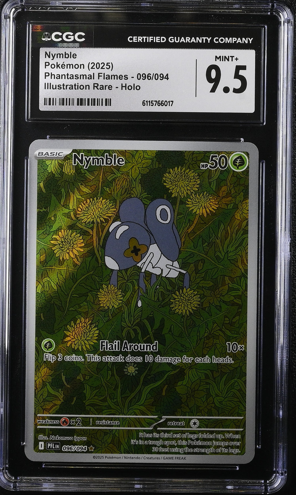 2025 Pokemon Mega Phantasmal Flames IR Nymble #96 CGC 9.5 MINT+