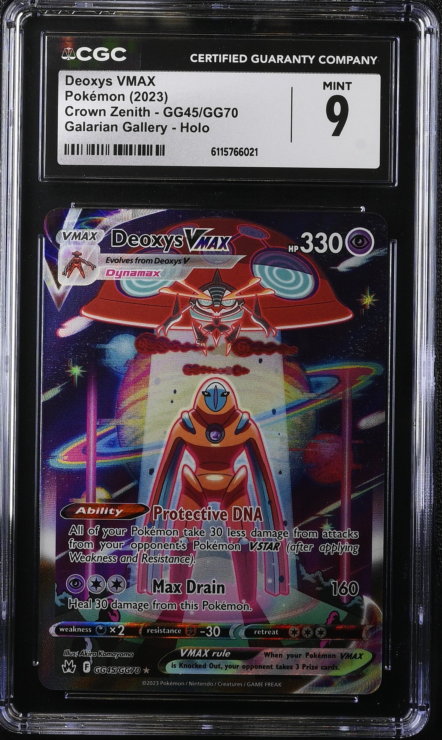 2023 Pokemon Sword & Shield Crown Zenith Alt Art Deoxys VMAX #GG45 CGC 9 MINT
