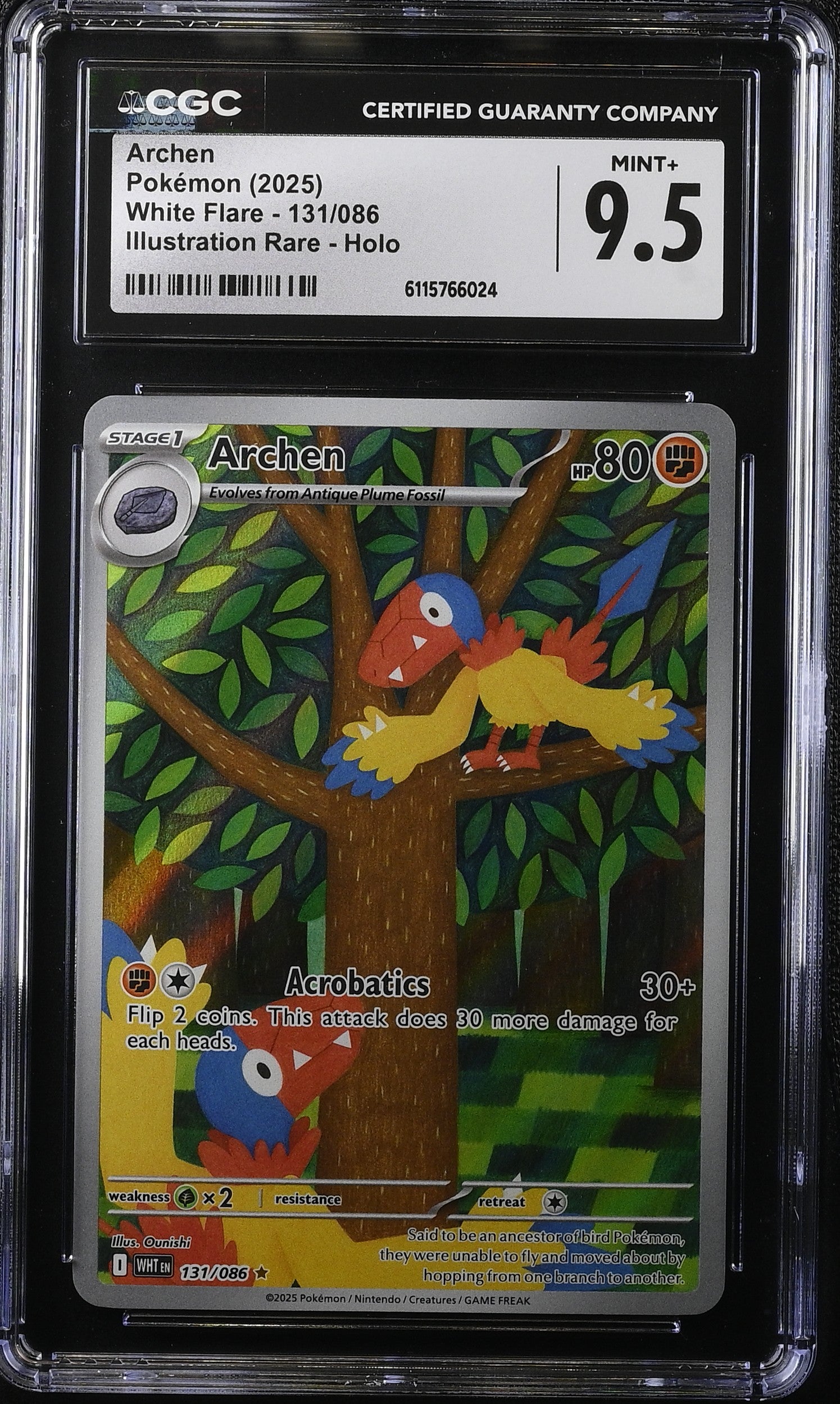 2025 Pokemon Scarlet & Violet White Flare IR Archen #131 CGC 9.5 MINT+