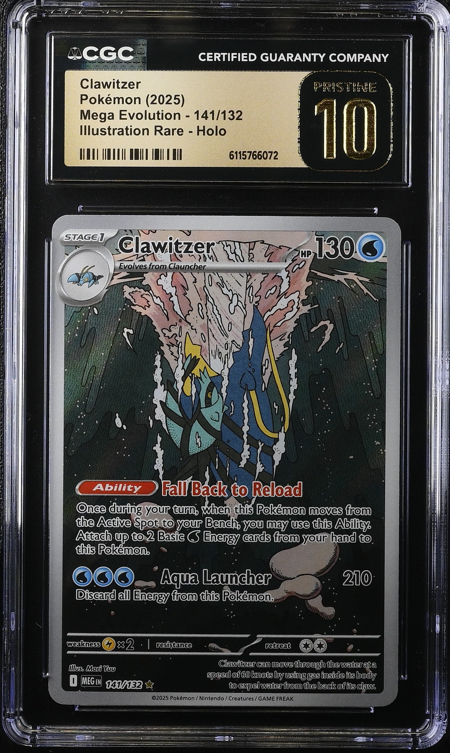 2025 Pokemon Mega Evolution IR Clawitzer #141 CGC 10 PRISTINE
