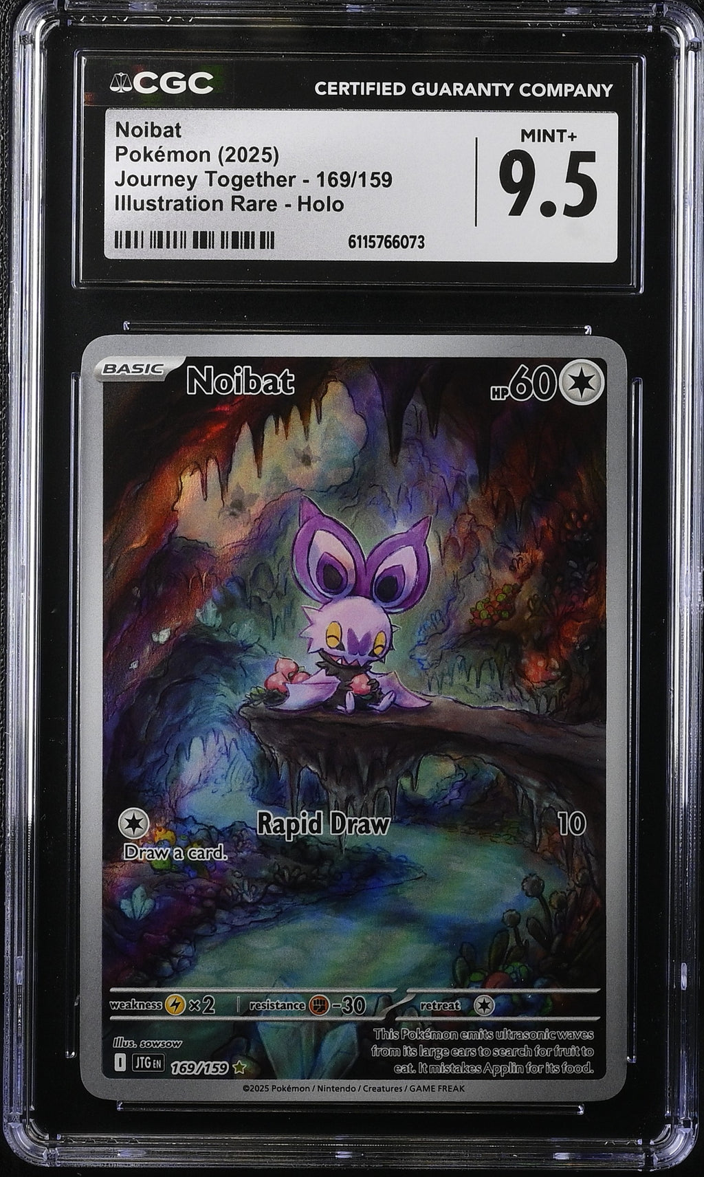 2025 Pokemon Scarlet & Violet Journey Together IR Noibat #169 CGC 9.5 MINT+