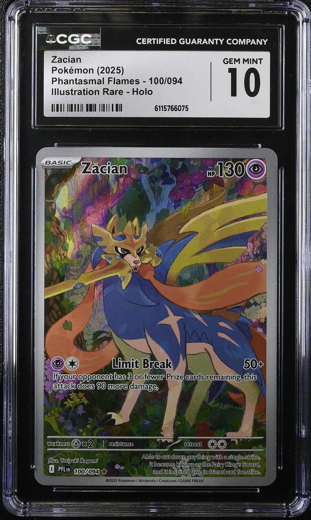 2025 Pokemon Mega Phantasmal Flames IR Zacian #100 CGC 10 GEM MINT