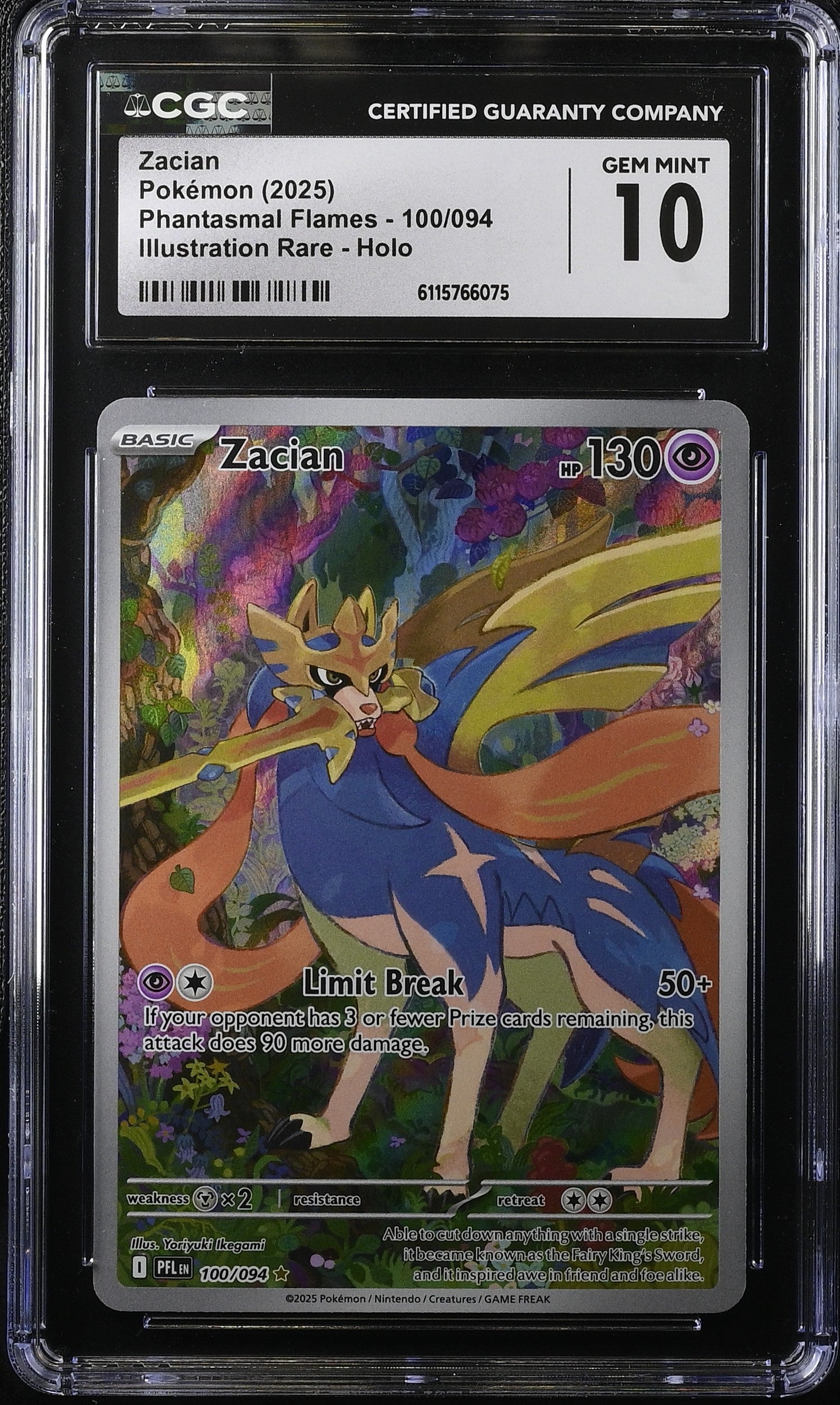 2025 Pokemon Mega Phantasmal Flames IR Zacian #100 CGC 10 GEM MINT