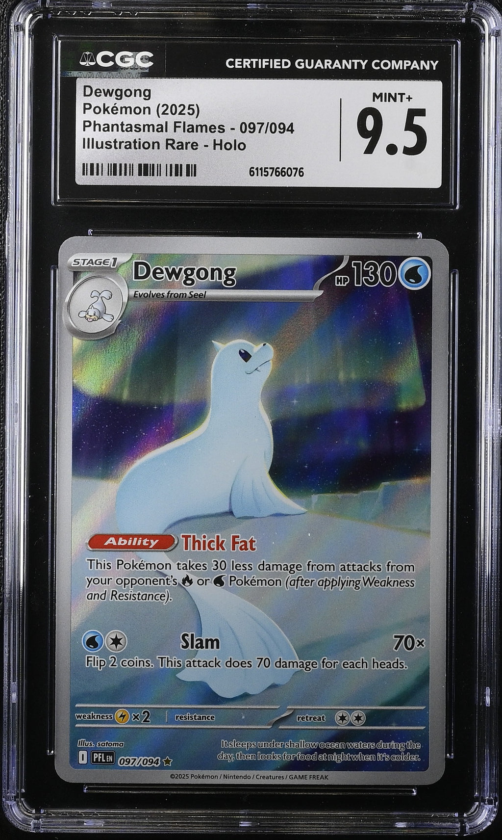 2025 Pokemon Mega Phantasmal Flames IR Dewgong #97 CGC 9.5 MINT+