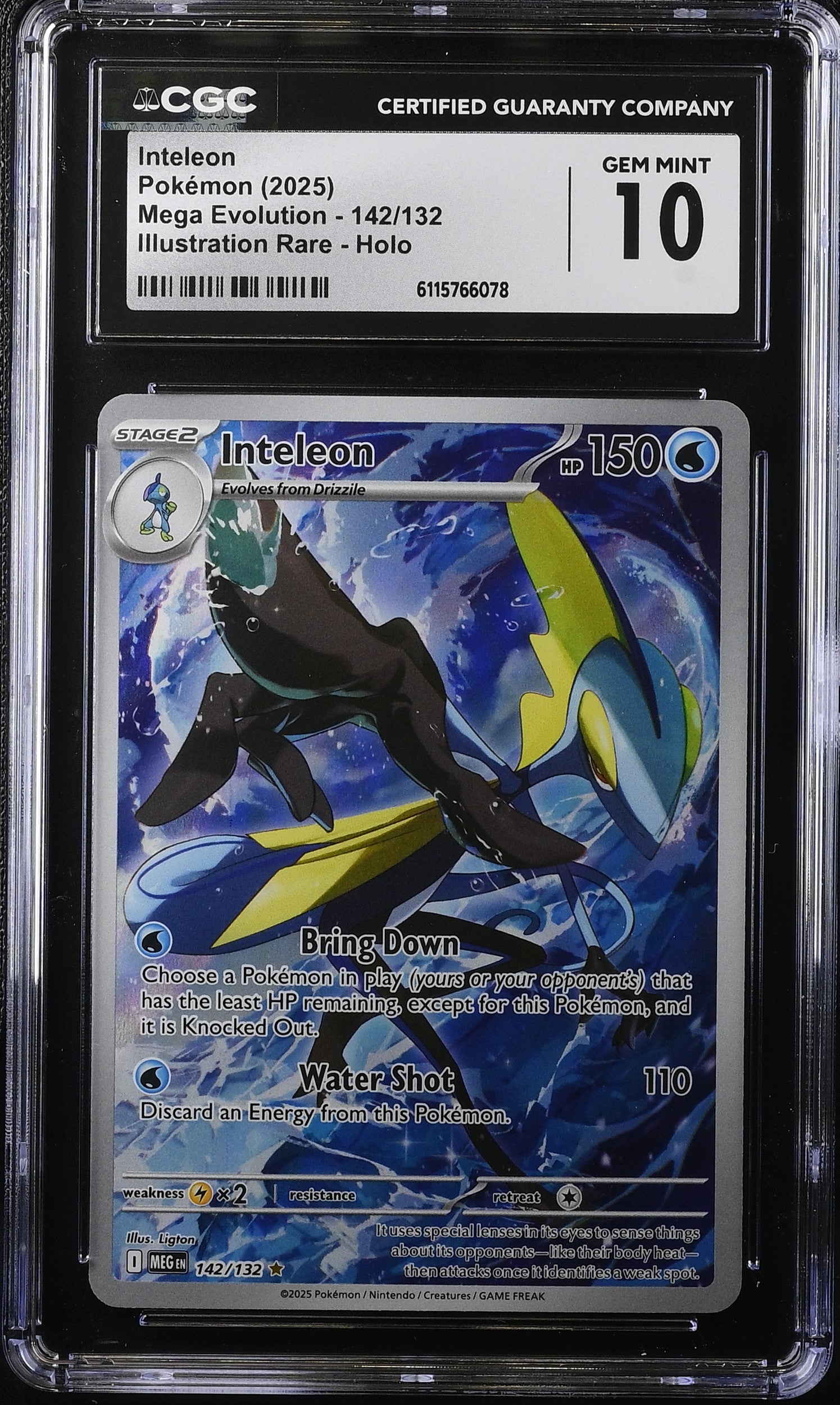 2025 Pokemon Mega Evolution IR Inteleon #142 CGC 10 GEM MINT