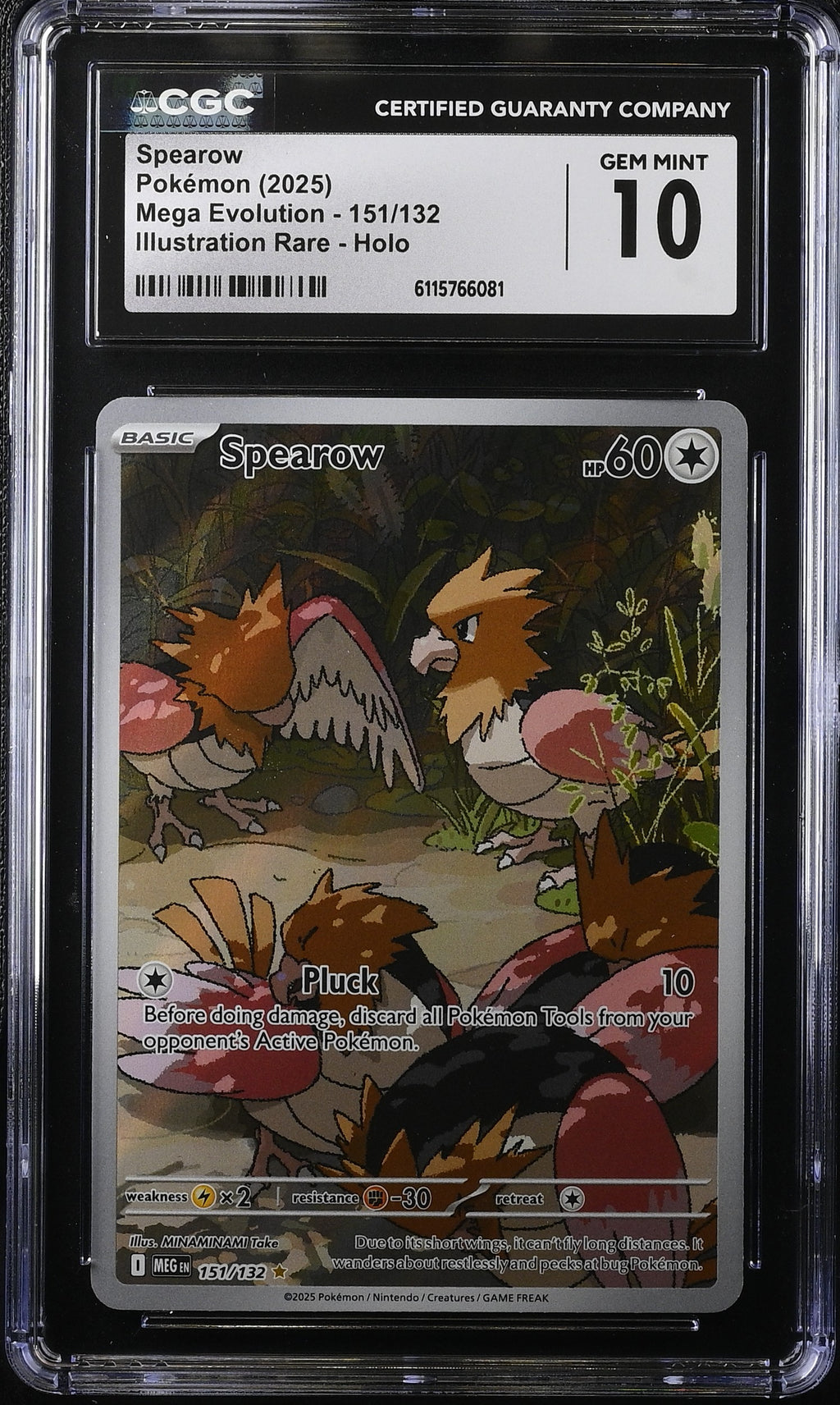 2025 Pokemon Mega Evolution IR Spearow #151 CGC 10 GEM MINT