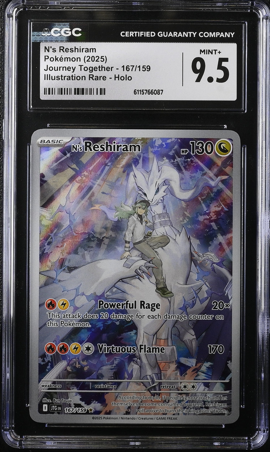 2025 Pokemon SV Journey Together Enhanced Booster Display IR N's Reshiram #167 CGC 9.5 MINT+