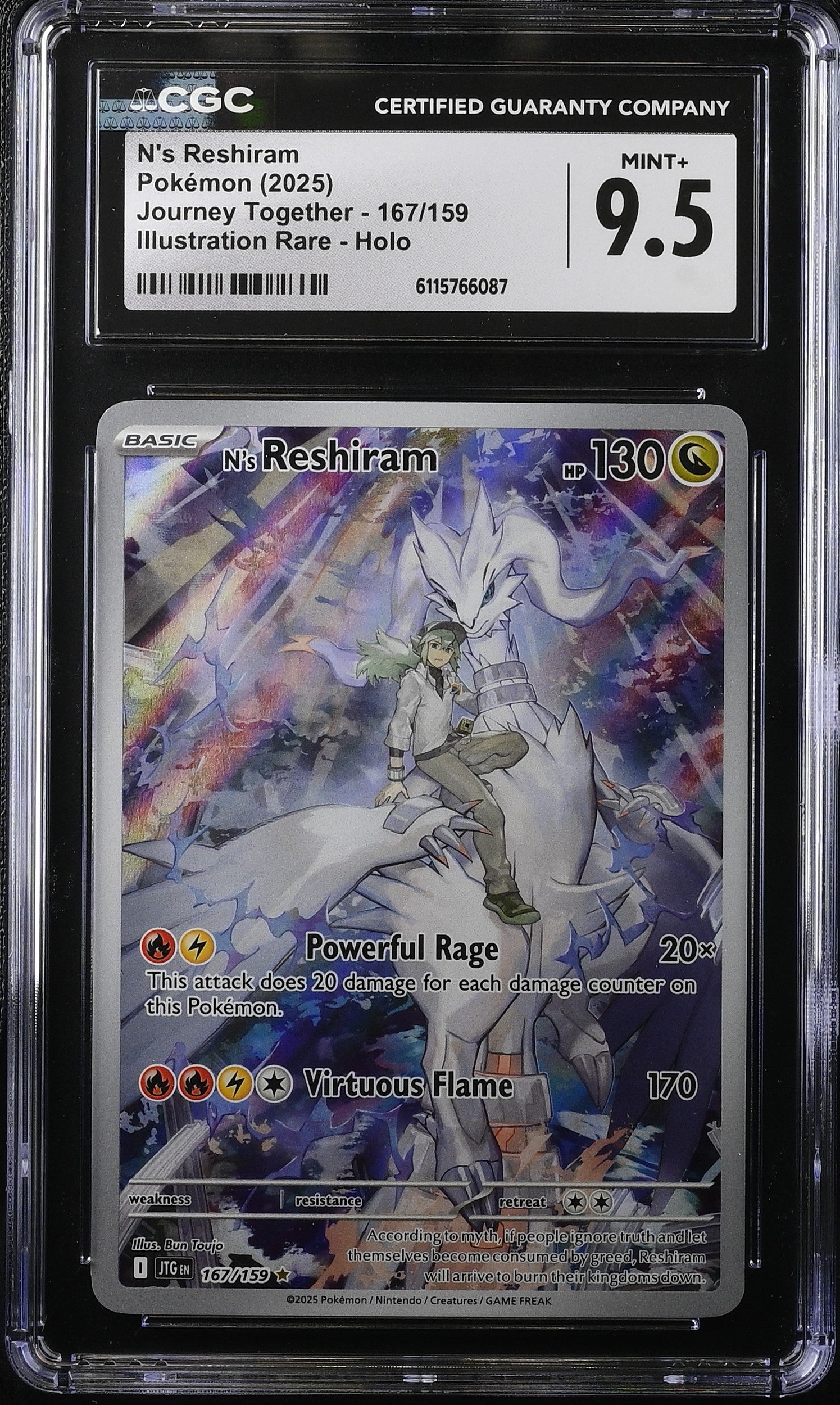 2025 Pokemon SV Journey Together Enhanced Booster Display IR N's Reshiram #167 CGC 9.5 MINT+