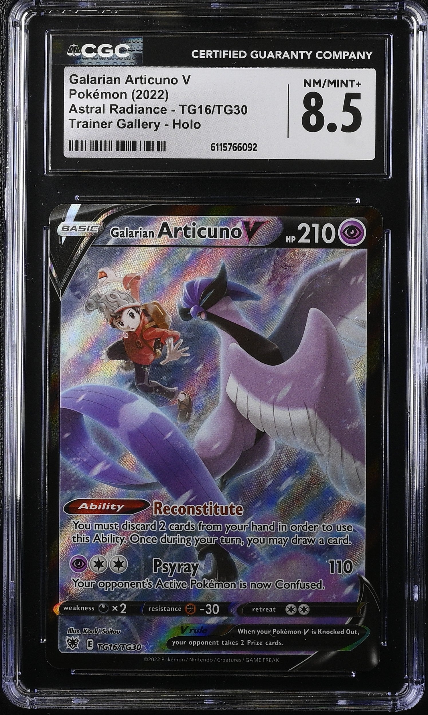 2022 Pokemon Sword & Shield Astral Radiance CHR Galarian Articuno V #TG16 CGC 8.5 NM-MT+
