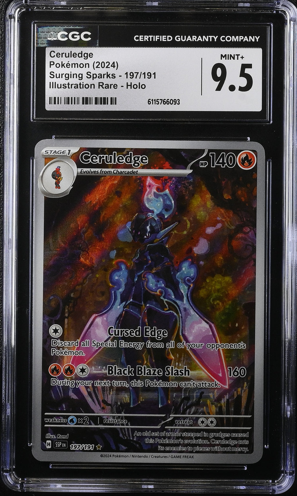 2024 Pokemon Scarlet & Violet Surging Sparks IR Ceruledge #197 CGC 9.5 MINT+