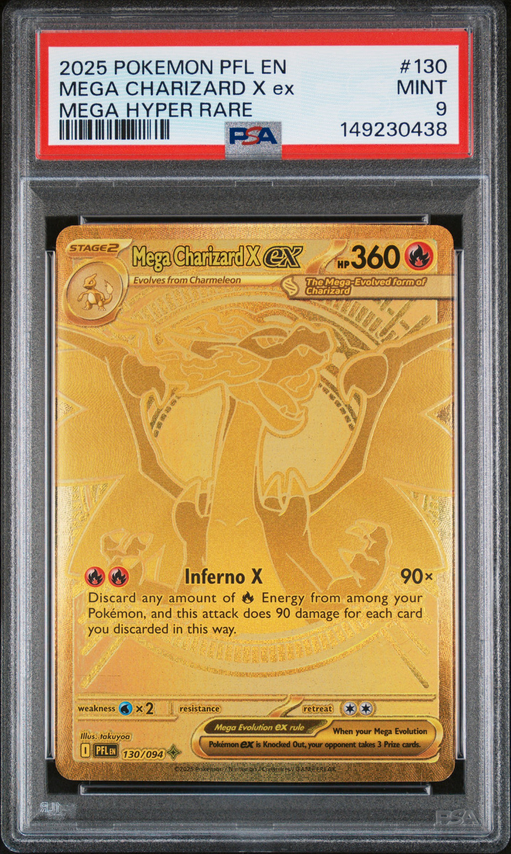 Pokemon - Mega Charizard X ex #130 –  Phantasmal Flames – PSA 9 - MINT