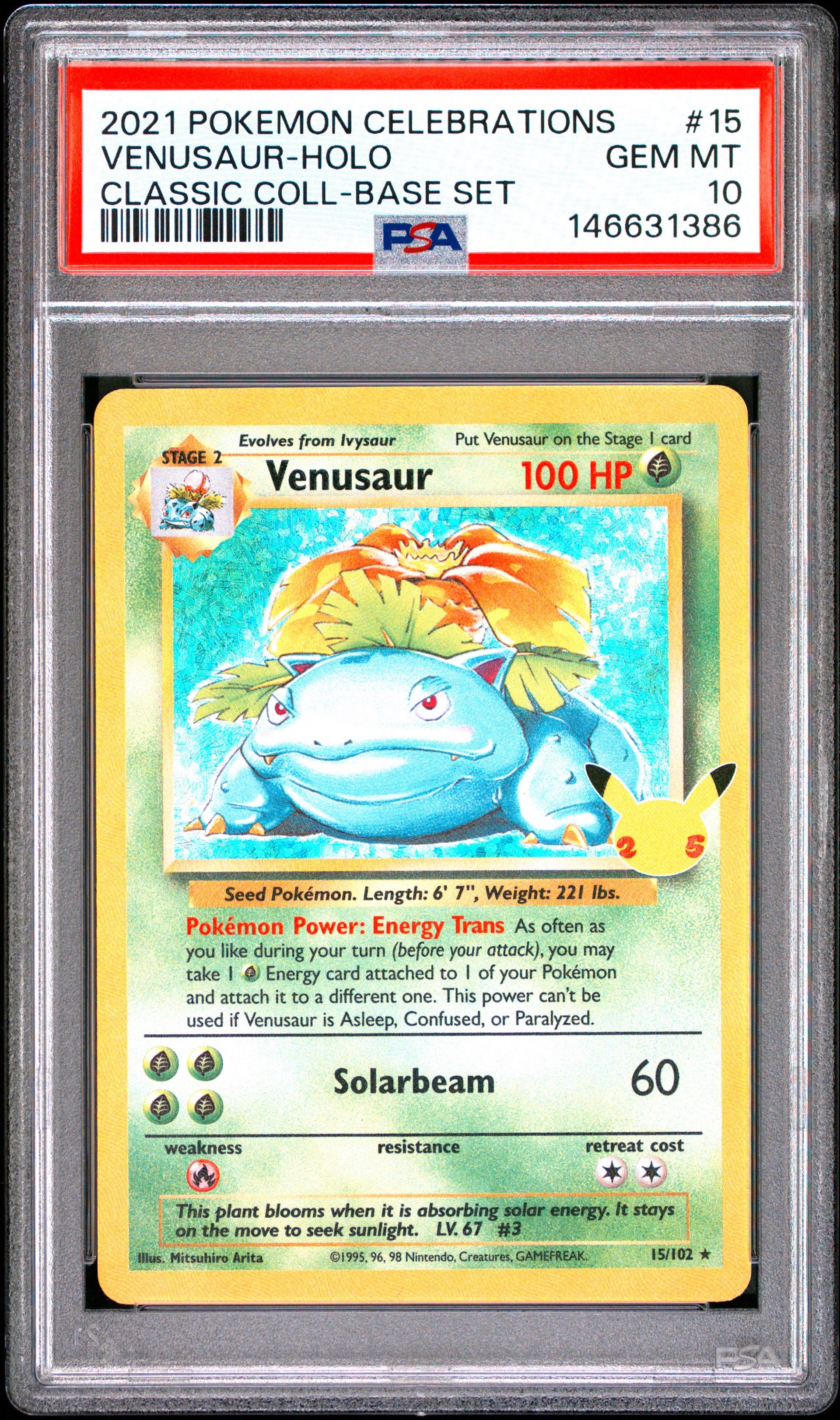 Pokemon - Celebrations - Venusaur-Holo - Classic Collection - Base Set - PSA 10 - GEM MT