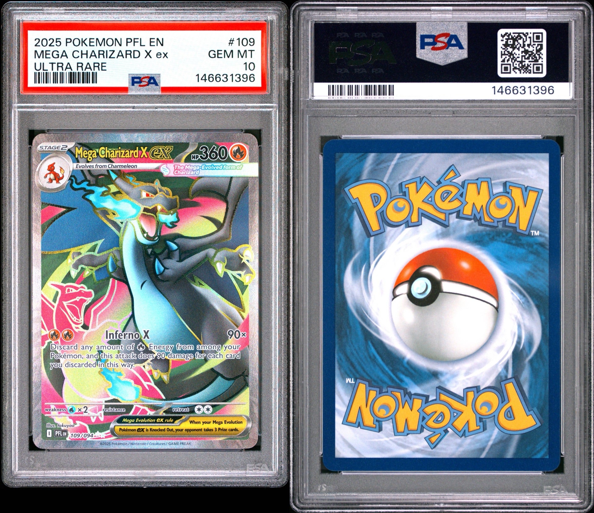 Pokemon - Mega Charizard X ex  –  Phantasmal Flames – PSA 10 - GEM MT