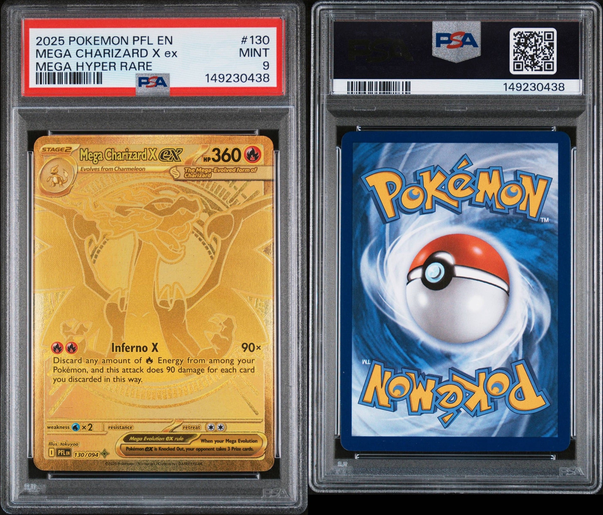 Pokemon - Mega Charizard X ex #130 –  Phantasmal Flames – PSA 9 - MINT